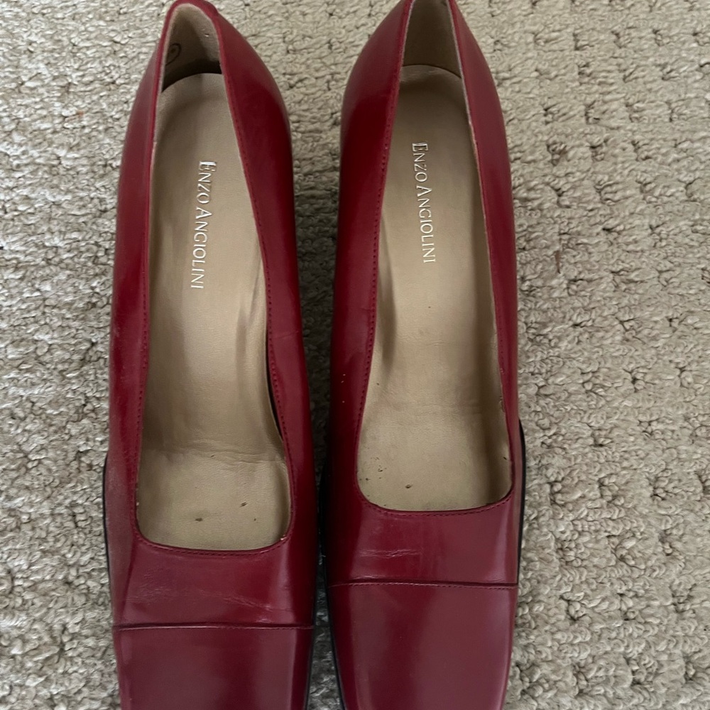 Enzo Angiolini Red Heels with Modern Pump Design